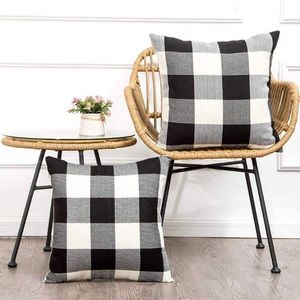 Black and White 18 x 18 Plaid Pillow Covers